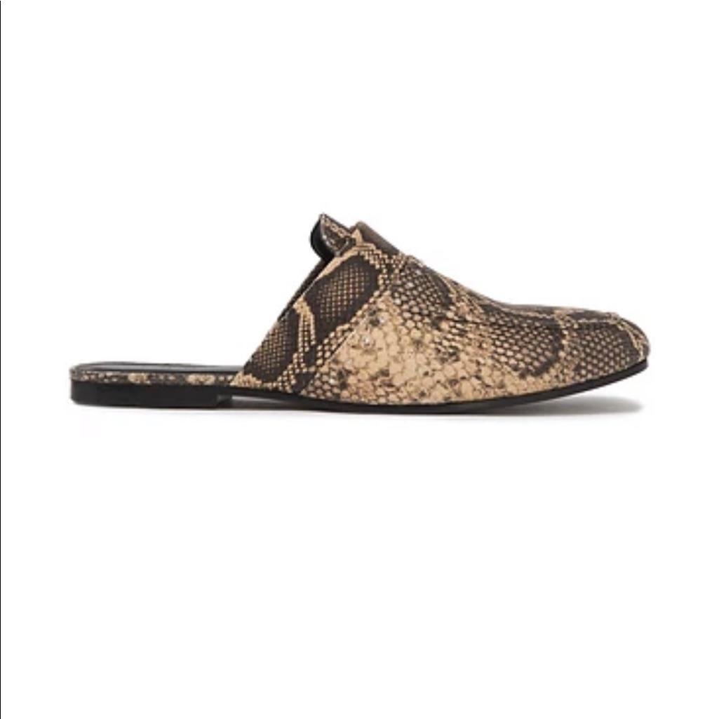 Iro Soko Studded Snake Effect Leather Slippers